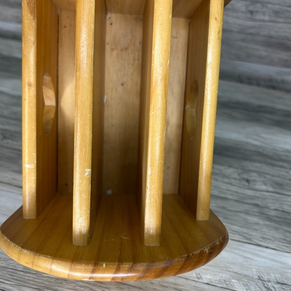 Wooden Heart Napkin Holder Mail Remote Lazy Susan Spins Country Rustic Cottage - Picture 8 of 9